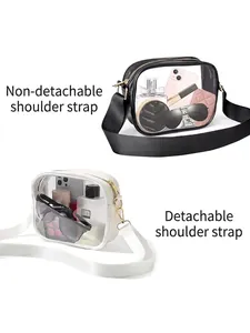 Transparent PVC crossbody bag with detachable and non-detachable strap options
