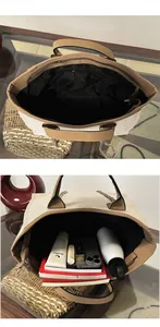 Detailed interior view of a large woven tote bag showing its storage capacity.