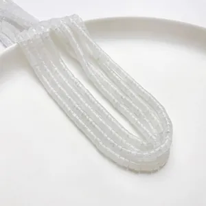 Filati di perline piatte in pietra bianca traslucida 4x2mm per creazione gioielli