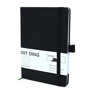 Black leather soft cover bullet dotted journal with elastic band and 100GSM paper