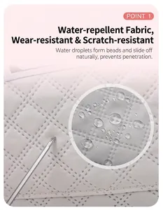 Détail du tissu matelassé hydrofuge et résistant aux rayures du sac de voyage rose