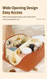 Detailansicht einer Kosmetiktasche mit großem Fassungsvermögen und Innenfächern