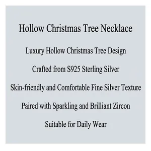 Detailed product description for S925 sterling silver hollow Christmas tree pendant necklace