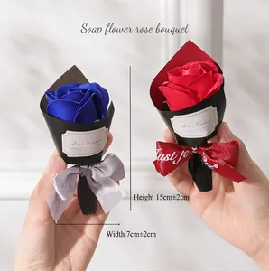 Mini soap rose bouquet dimensions: 15cm height by 7cm width detail view