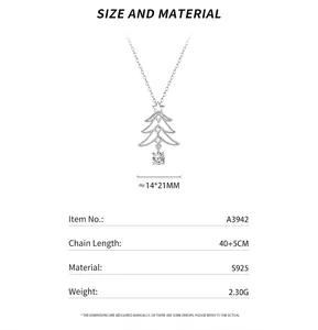 Detailed specs for S925 sterling silver Christmas tree pendant necklace with zircon.