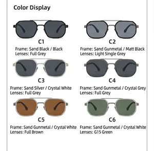 Selection of fashionable metal aviator sunglasses in six different color variants