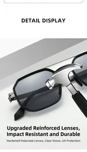 Close-up detail showing impact-resistant reinforced lenses on polarized sunglasses.