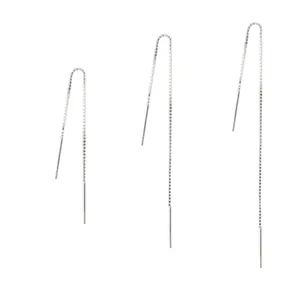 Minimalist S925 sterling silver long ear threader earrings with tassel design