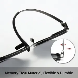 Memory plastic-steel spectacle frames showing 1mm ultra-thin temple design detail