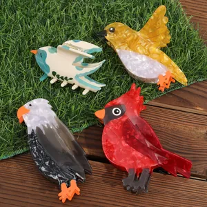 Acetate Bird Shape Hair Claw Clip Elegant Rhinestone Animal Hair Catch Shark Clip Sweet Hair Accessories For Women Daily Styling