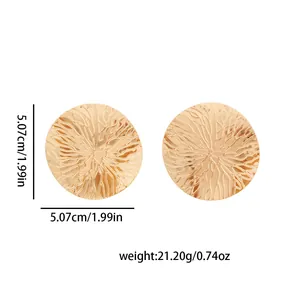 Boucles d'oreilles vintage dorées à texture ronde d'un diamètre de 5,07 cm
