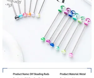 Detailed view of DIY beaded rods with colorful gradient beads and metal stems