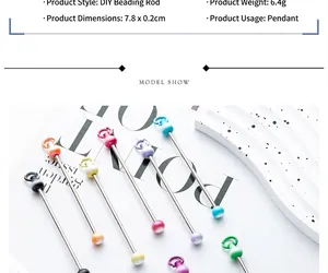 Colorful gradient DIY bead rods for jewelry making and keychain pendants charms