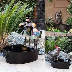 Fontane da giardino artigianali in resina con flusso d'acqua a energia solare decorativo