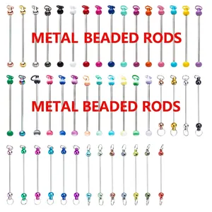 DIY Beadable Keychain Rod Metal Bar For Keychain Pendant Making Gradient Colorful Handmade Jewelry Accessories Crafting Supplies Rod