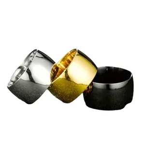 Minimalist wide band rings with dual matte and polished texture in gold silver black