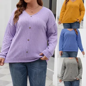 Detail of V-neck ribbed knit long sleeve top in lavender and other colors