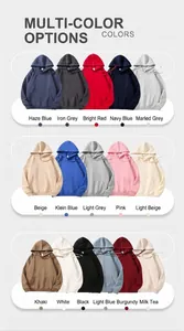 Detailed view of color options for oversized hooded sweatshirts in 16 solid shades.