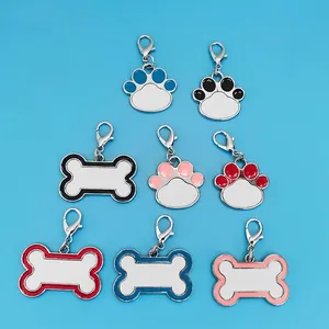 Sublimation zinc alloy pet ID tags in bone and paw shapes with vibrant enamel edges