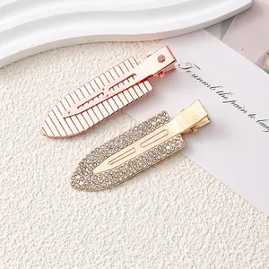 Barrettes à cheveux élégantes en alliage doré avec strass et motif à rayures chic