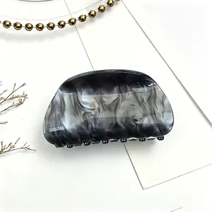 Elegant grey marbled acrylic hair claw clip with water ripple pattern hair accessory