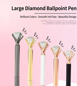 Elegant large diamond topped metal ballpoint pens in luxury colors for office and gift