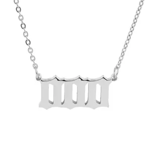 Macro view of Gothic angel number 1111 stainless steel necklace pendant detail