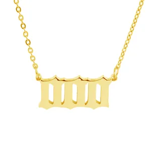Detailed view of gold stainless steel choker with 1111 angel number pendant