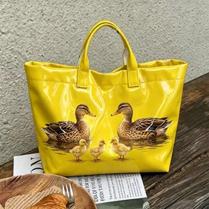 Waterdichte PVC Canvas Draagzak Voor Dames Grote Capaciteit Mode Print Handtas Schoudertas Woon-werkverkeer Reizen Strandtas