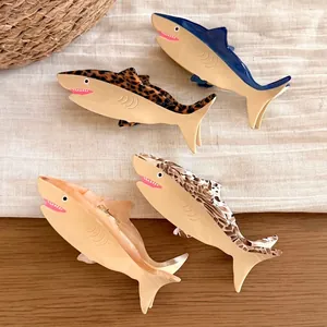 Premium large shark shaped acetate hair claw clips for women thick hair styling.