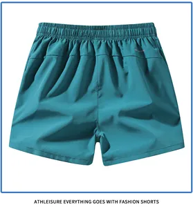 Rear view of men's breathable teal quick-dry sports shorts for running and fitness