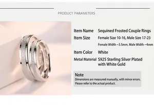 Specifiche dettagliate del prodotto per anelli di coppia in argento sterling S925