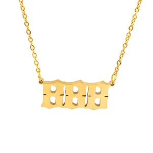 Golden stainless steel choker necklace featuring gothic 777 angel number pendant