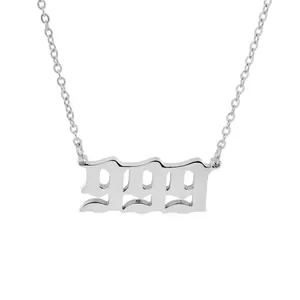 Personalized silver stainless steel 999 angel number pendant necklace for men and women