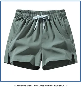 Quick-dry athletic shorts for men with elastic waist and white drawstring