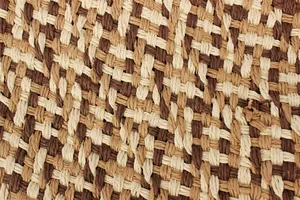 Macro detail of the tricolor woven paper rope texture for large summer beach tote bags
