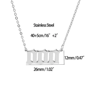 Detailed size measurements for the stainless steel angel number 111 pendant necklace