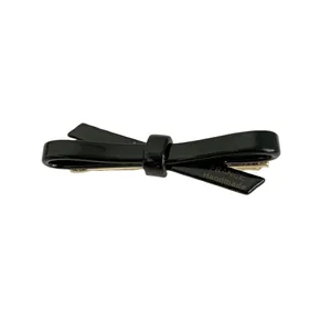 Elegant glossy black acetate bow hair clip barrette handmade style hair accessory