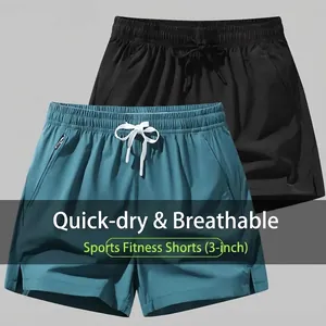 Men's Summer Quick Dry Ice Silk Shorts Sporty Casual Fitness Running Training Shorts With Drawstring Zipper Pockets