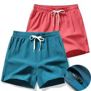 Men's quick-dry ice silk athletic shorts featuring drawstring waist and zipper pocket detail