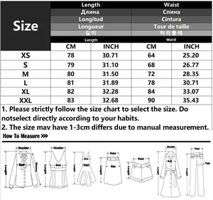Comprehensive size guide and measurement instructions for high waist irregular midi skirt.