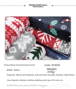 Spécifications du tissu en flanelle de Noël avec texture polaire double face douce