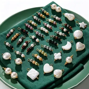 High End Stainless Steel Artificial Pearl Pendants Heart Moon Star Shape DIY Jewelry Making Accessories For Women Pendants