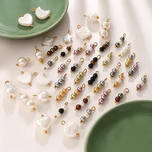 Mixed color imitation pearl charms in heart star moon shapes for DIY jewelry making