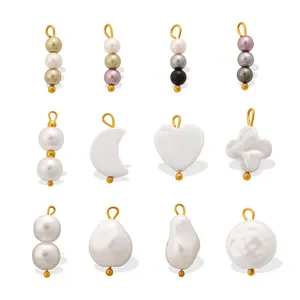 Elegant mixed color faux pearl pendants in heart and moon shapes for DIY jewelry making