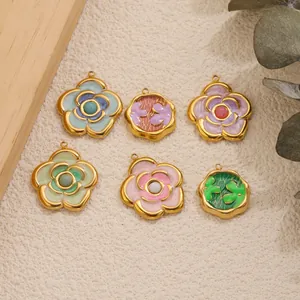 Pendentifs camélia en émail pour la création de bijoux DIY