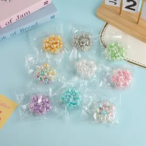 Cute colorful cat paw squishy squeeze toys with pearls inside for stress relief