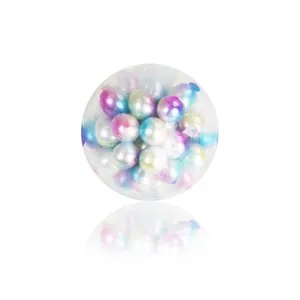 Colorful stress relief pearl ball squeeze toy with pearlescent beads inside for kids