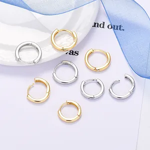 Orecchini a Cerchio Minimalisti in Rame a Superficie Liscia Larga per Donna Con Perno in Argento Sterling 925 Gioielli Geometrici