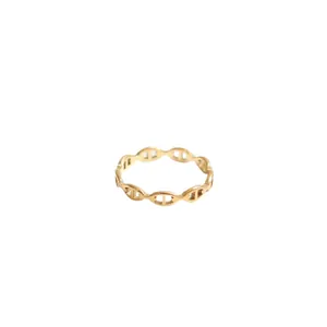 Gouden titanium stalen varkensneus holle kettingring met een gepolijste afwerking